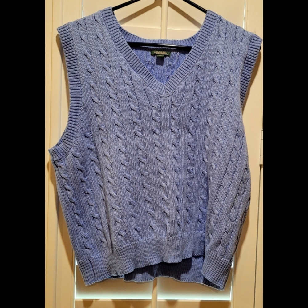 Slate Blue Ladies Cropped Sweater Vest,  Size XXL